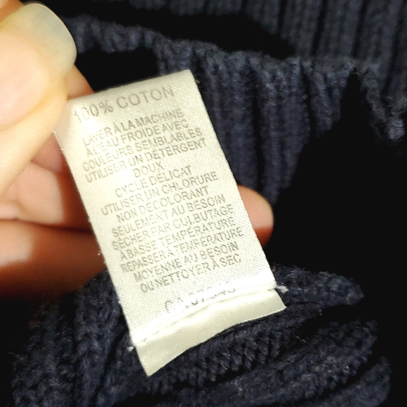 Grayson & Dunn Dark Navy Blue 100% Cotton Ribbed Knit Long Sleeve Sweater - L - Picture 14 of 14